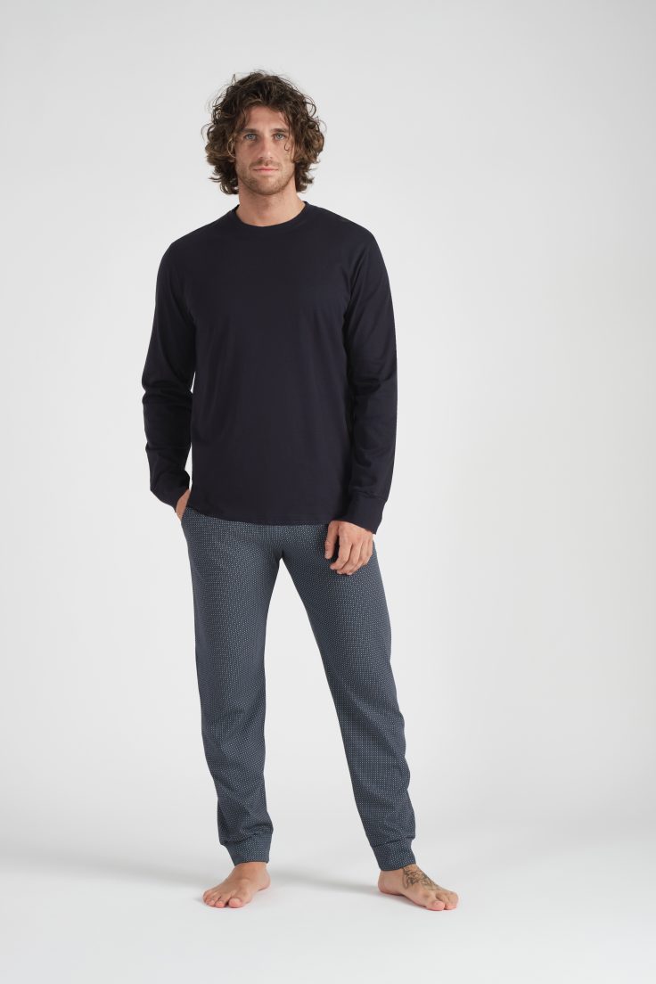 Pigiama Lungo M/L ,Pantalone Fantasia Micro-Geometrica
