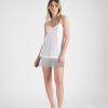 Pigiama Corto Spalla Stretta Maglia In Sangallo ,Pantaloncino Tinta Unita In Viscosa
