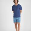 Pigiama Corto ,Maglia Mezza Manica Scollo A V ,Fantasia Scozzese, In Cotone
